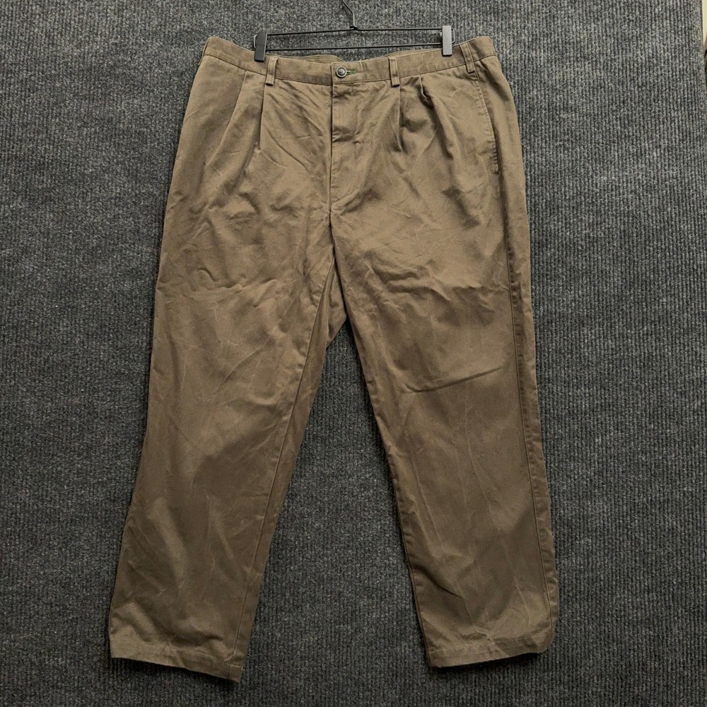Orvis Pleated Chino Pants Men's 42 Brown Cotton Straight Leg 30" Inseam